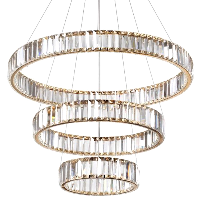 Люстра Хрустальная Ring Horizontal 3 кольца Золотой Прозрачный Люстра Хрустальная Ring Horizontal 3 кольца Золотой Прозрачный в Тюмени | Loft Concept