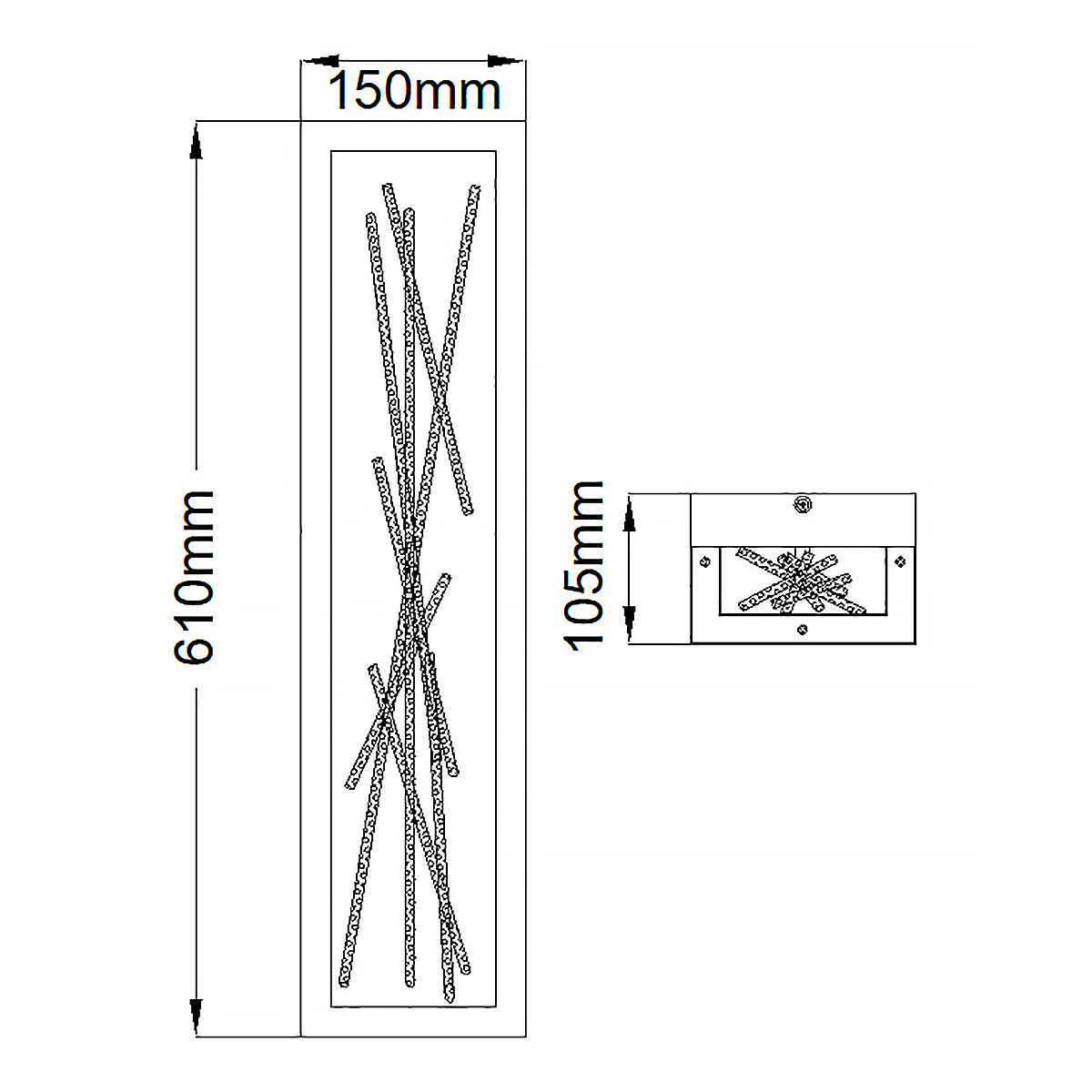 Бра в прямоугольной черной рамке с декором в виде ветвей в золотой отделке Hinkley в Тюмени