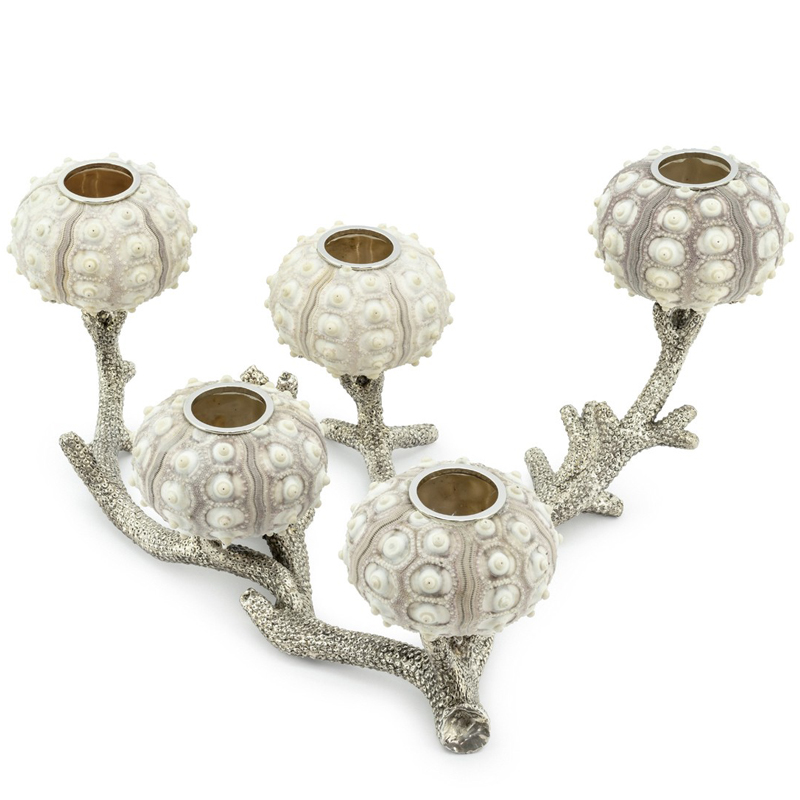 Подсвечник CANDLEHOLDER SEAURCHIN X5 Бежево-серый Серебряный Подсвечник CANDLEHOLDER SEAURCHIN X5 Бежево-серый Серебряный в Тюмени | Loft Concept