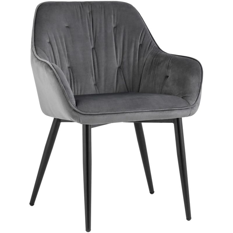 Стул CHANTAL Chair капитоне Серый Велюр Серый Черный Стул CHANTAL Chair капитоне Серый Велюр Серый Черный в Тюмени | Loft Concept