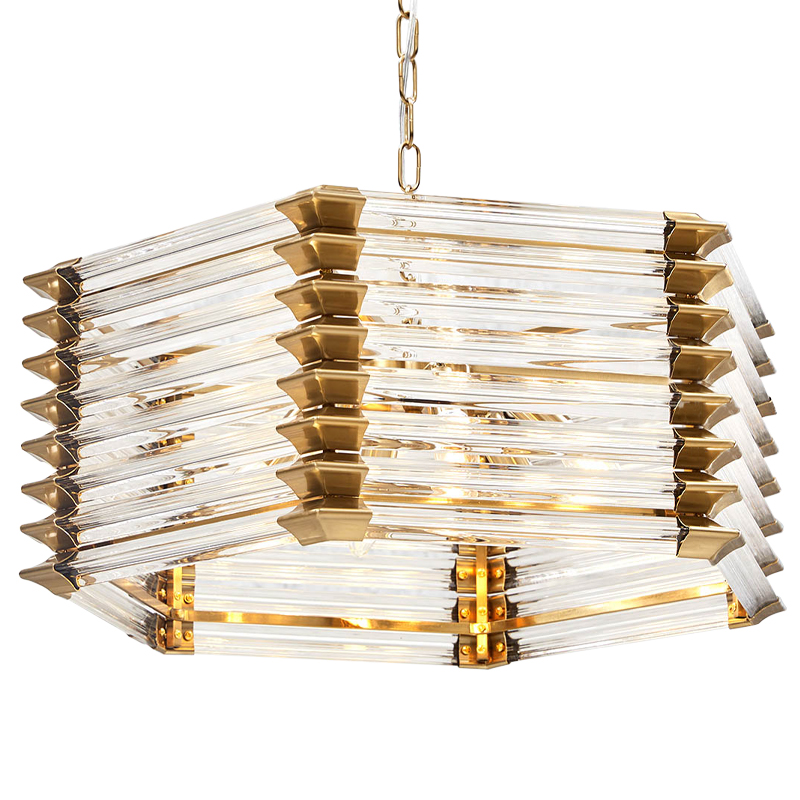 Люстра стеклянная Hexagon Tadesse Glass Chandelier Прозрачное Стекло Золотой Люстра стеклянная Hexagon Tadesse Glass Chandelier Прозрачное Стекло Золотой в Тюмени | Loft Concept