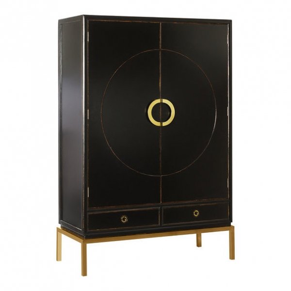 Шкаф China Rack Black Черный Золотой Шкаф China Rack Black Черный Золотой в Тюмени | Loft Concept