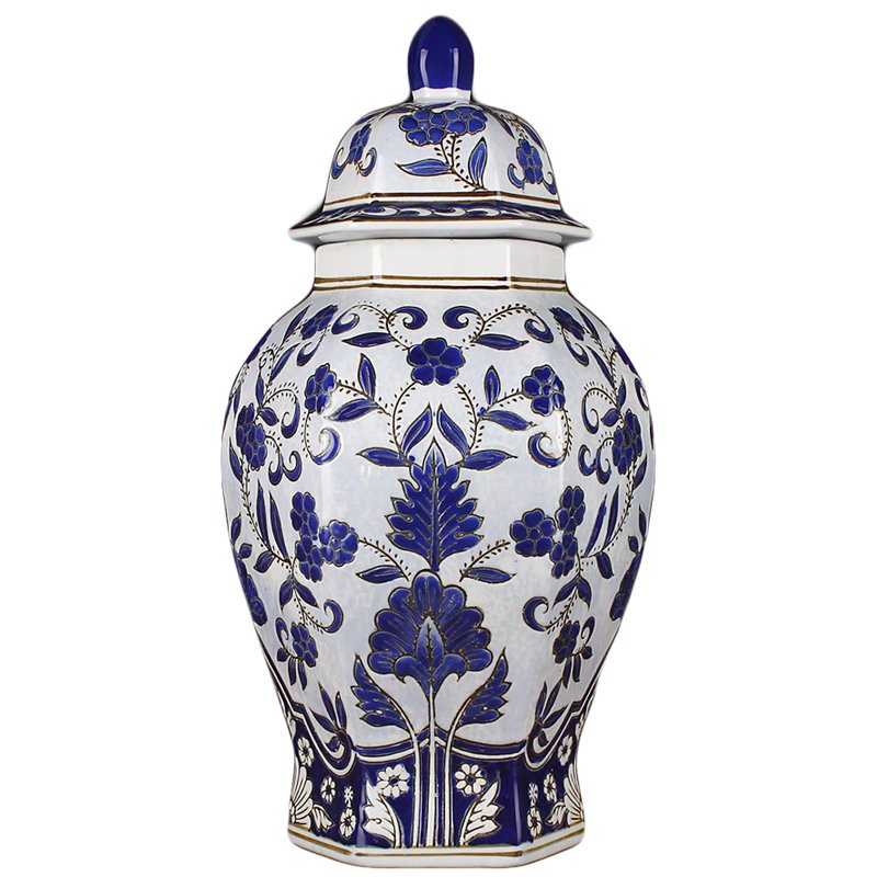Ваза с крышкой BLUE PATTERN ornament Белый Синий в Тюмени | Loft Concept 