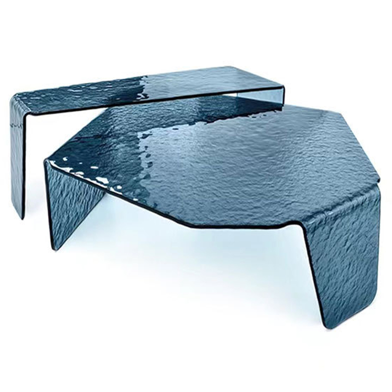 Комплект кофейных столиков Water Surface Glass Coffee Tables Синий Комплект кофейных столиков Water Surface Glass Coffee Tables Синий в Тюмени | Loft Concept