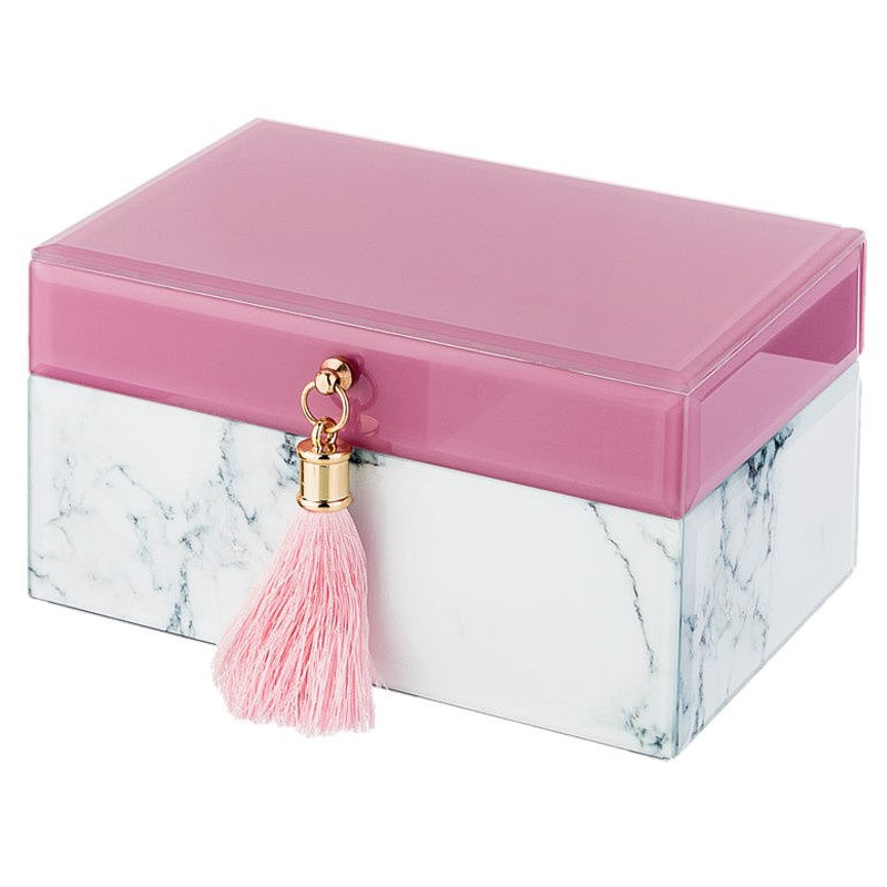 Шкатулка Pink Glass Imitation Marble Box Розовый Белый Шкатулка Pink Glass Imitation Marble Box Розовый Белый в Тюмени | Loft Concept