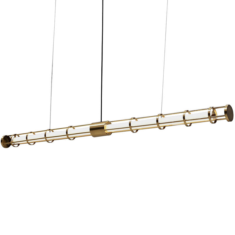 Линейный подвесной светильник Awais Rigs Linear Hanging Lamp Золотой Белый Линейный подвесной светильник Awais Rigs Linear Hanging Lamp Золотой Белый в Тюмени | Loft Concept