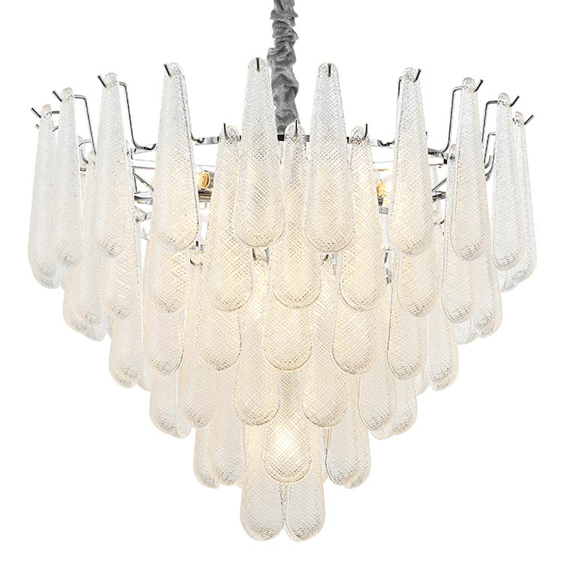 Люстра Textured Glass Drops Chandelier 19 Белый Хром Люстра Textured Glass Drops Chandelier 19 Белый Хром в Тюмени | Loft Concept