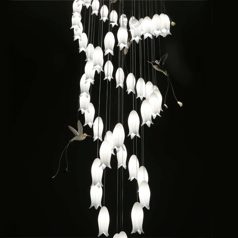 Люстра для Лестницы с птичками Колибри Sagarti Contemporary chandelier ALBA Flowers & Birds Белый Золотой Люстра для Лестницы с птичками Колибри Sagarti Contemporary chandelier ALBA Flowers & Birds Белый Золотой в Тюмени | Loft Concept