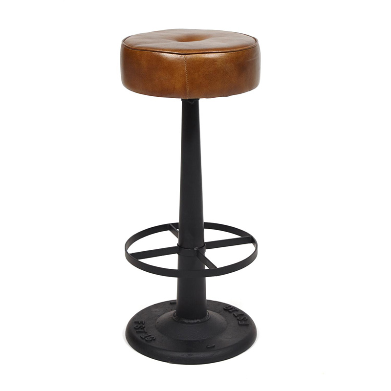Барный стул Industrial leather bar stool Коричневый Черный Барный стул Industrial leather bar stool Коричневый Черный в Тюмени | Loft Concept
