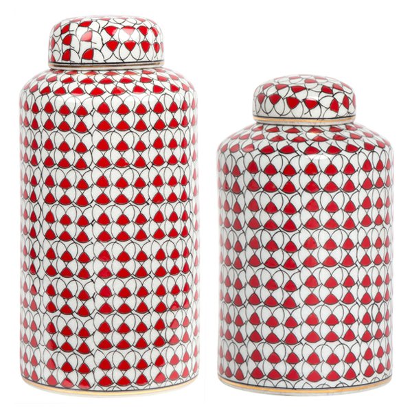 Декоративный сосуд Red ornament Красный Белый Декоративный сосуд Red ornament Красный Белый в Тюмени | Loft Concept