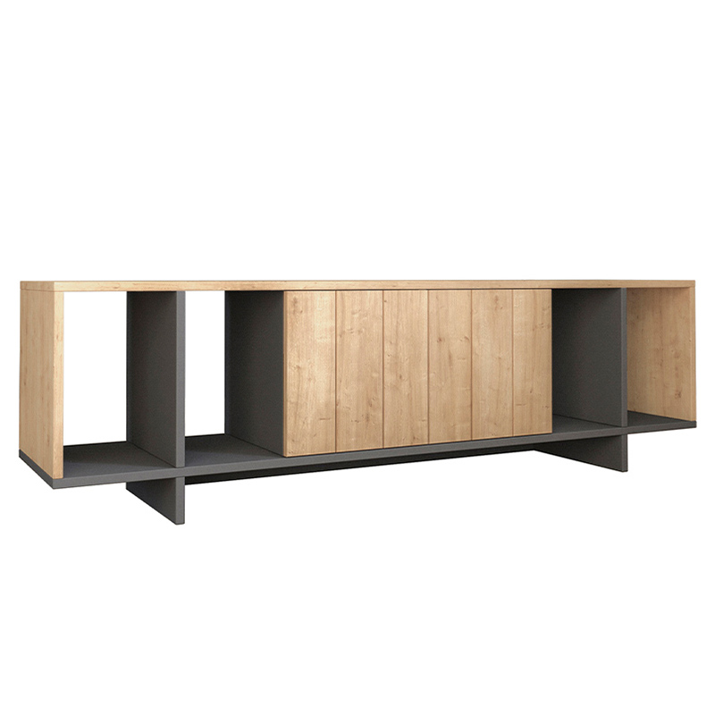 ТВ-тумба с откидной дверцей и 4-мя полками ZITANO TV STAND OAK Светлый дуб Серый ТВ-тумба с откидной дверцей и 4-мя полками ZITANO TV STAND OAK Светлый дуб Серый в Тюмени | Loft Concept
