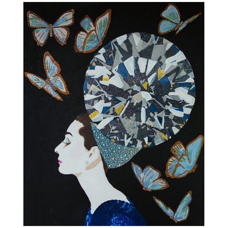 Картина Audrey with Diamond Headdress, Butterflies, and Black Background Мульти Картина Audrey with Diamond Headdress, Butterflies, and Black Background Мульти в Тюмени | Loft Concept