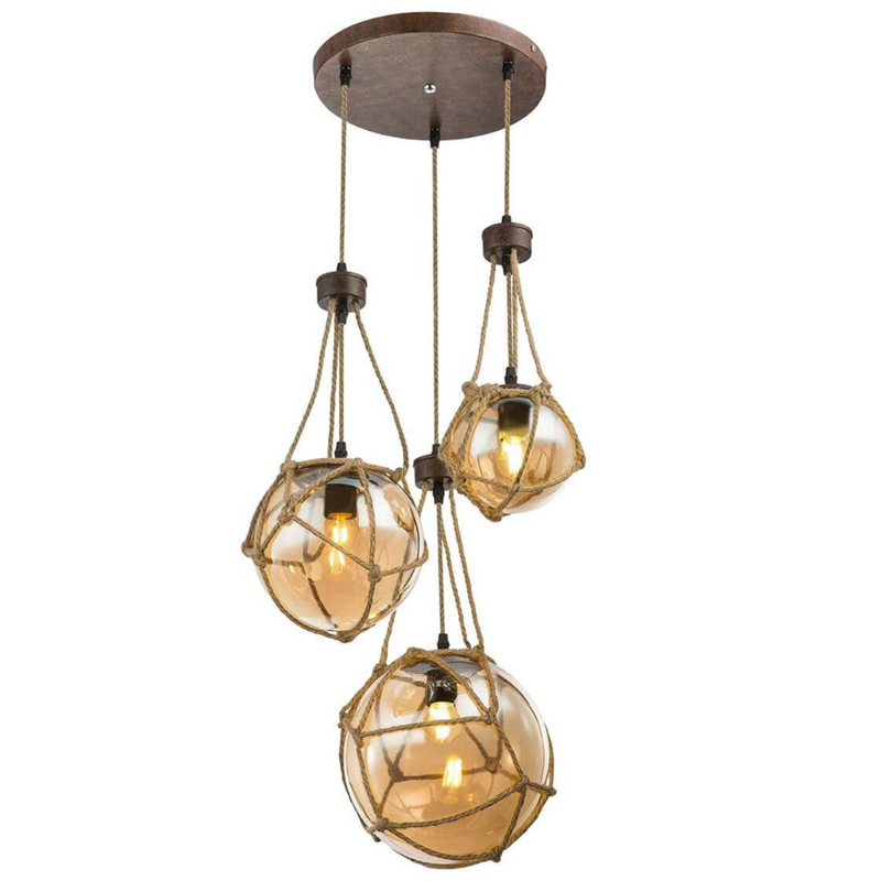 Светильник LOFT ROPE Three Balls Черный Коричневый Светильник LOFT ROPE Three Balls Черный Коричневый в Тюмени | Loft Concept
