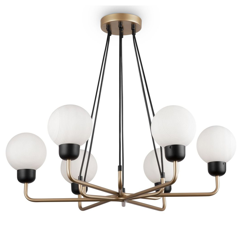 Люстра Andresa Chandelier 6 Balls Золотой Белое матовое стекло Люстра Andresa Chandelier 6 Balls Золотой Белое матовое стекло в Тюмени | Loft Concept