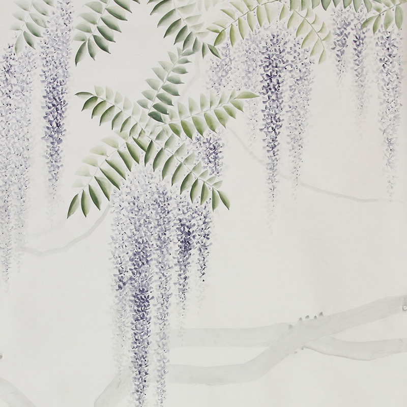 Обои в японском стиле Wisteria Lavender on Natural Mica metallic silk Обои в японском стиле Wisteria Lavender on Natural Mica metallic silk в Тюмени | Loft Concept