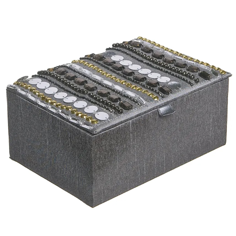 Шкатулка с вышивкой из бисера Kinue Beads Embroidery Box Серебряный Серый Золотой Шкатулка с вышивкой из бисера Kinue Beads Embroidery Box Серебряный Серый Золотой в Тюмени | Loft Concept