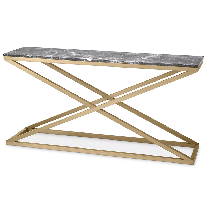 Консоль Eichholtz Console Table Criss Cross Латунь Серый Консоль Eichholtz Console Table Criss Cross Латунь Серый в Тюмени | Loft Concept
