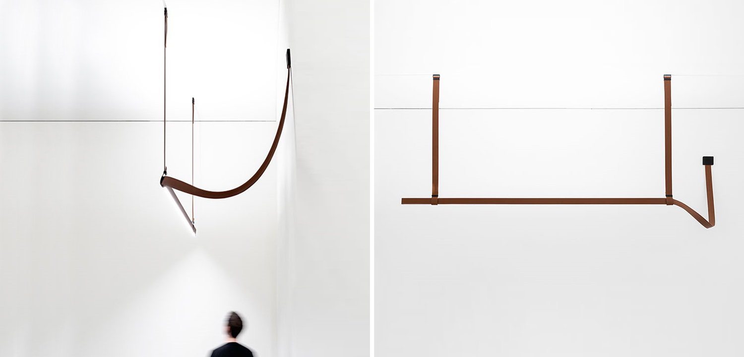 Подвесной светильник Flos Belt pelle naturale Коричневый цвет - фото