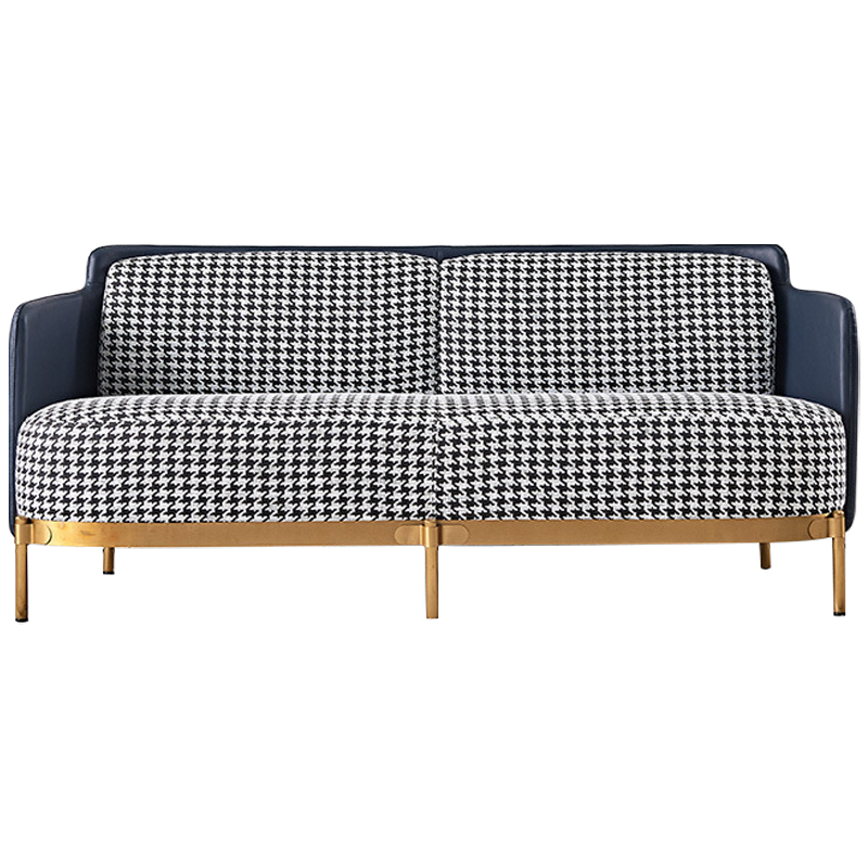 Диван Pied de Poule Blue Sofa Черно-белый Синий Латунь Диван Pied de Poule Blue Sofa Черно-белый Синий Латунь в Тюмени | Loft Concept