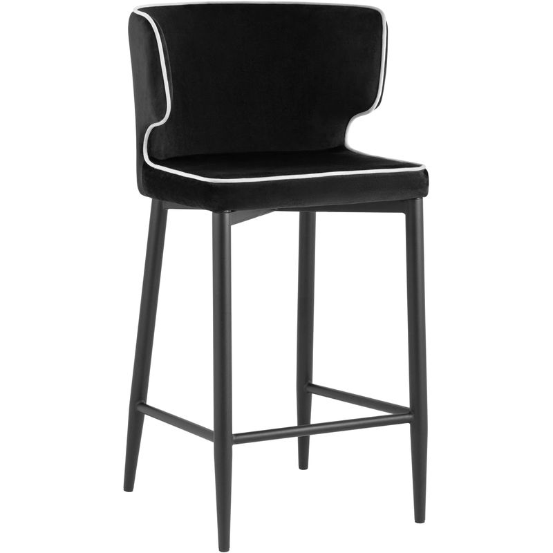 Стул Полубарный Chair посадка 65 см Черный Велюр с Белым кантом Черный Белый Стул Полубарный Chair посадка 65 см Черный Велюр с Белым кантом Черный Белый в Тюмени | Loft Concept