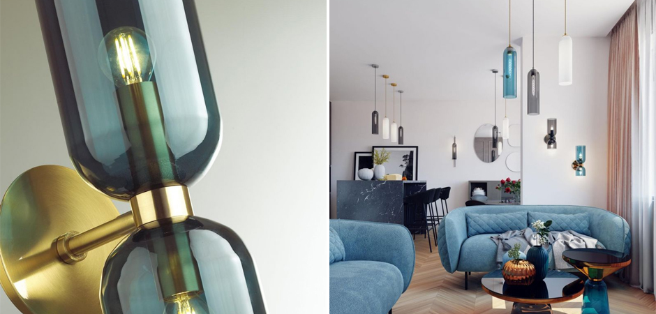 Бра Articolo Double Cup Синее Бра Articolo Double Cup Синее - Loft-Concept в Тюмени