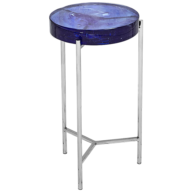 Приставной стол Blue Lollipop Side Table Синий Никель Приставной стол Blue Lollipop Side Table Синий Никель в Тюмени | Loft Concept