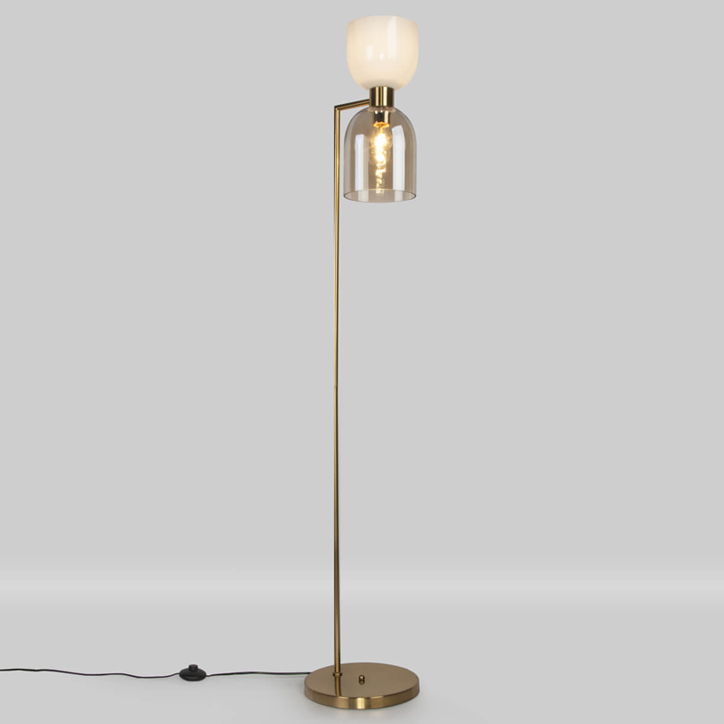 Торшер Light maker studio white and smok brass Латунь Стекло Смок Белый в Тюмени | Loft Concept 
