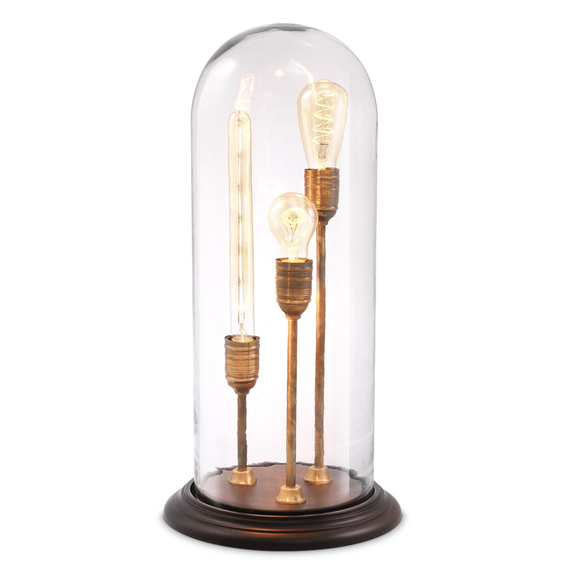 Настольная лампа Eichholtz Table Lamp Spance Черный Винтажная латунь Прозрачный в Тюмени | Loft Concept 