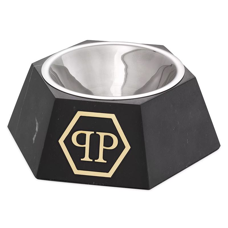Миска для корма Philipp Plein Dog Food bowl Nice L Black Черный Мрамор Nero Сталь Золотой Миска для корма Philipp Plein Dog Food bowl Nice L Black Черный Мрамор Nero Сталь Золотой в Тюмени | Loft Concept