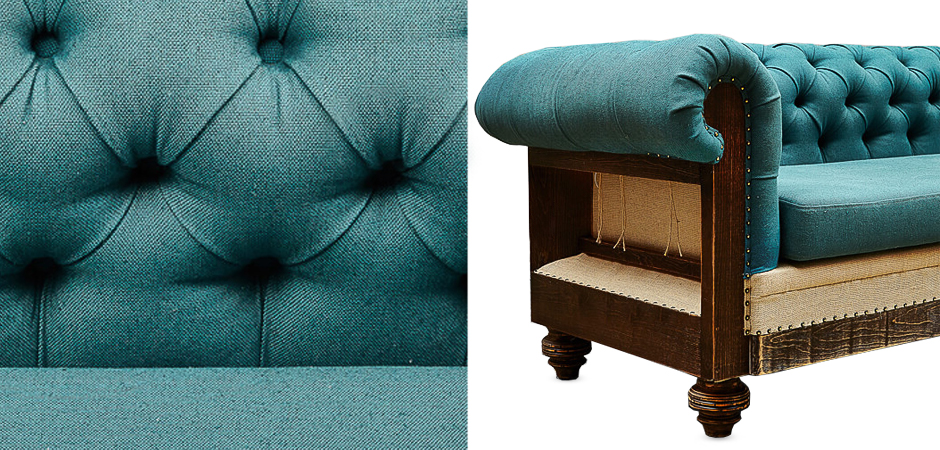 Диван Deconstructed Chesterfield Sofa triple turquoise Linen Диван Deconstructed Chesterfield Sofa triple turquoise Linen - Loft-Concept в Тюмени