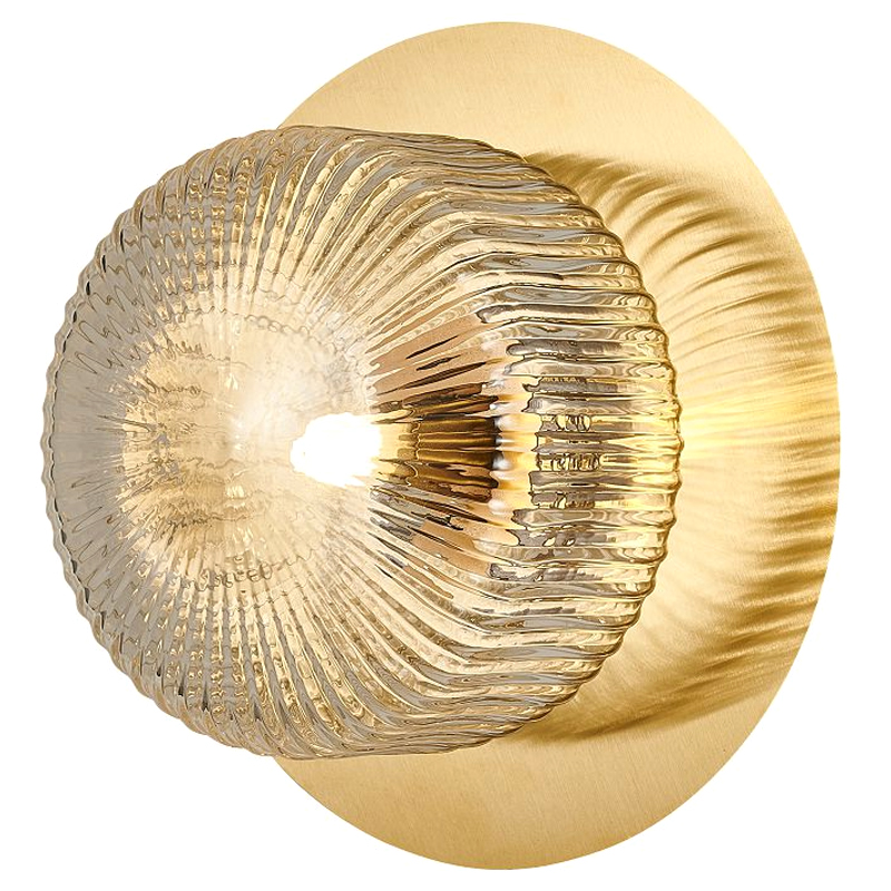 Бра с рельефным плафоном Blown Glass Латунь Прозрачный Бра с рельефным плафоном Blown Glass Латунь Прозрачный в Тюмени | Loft Concept