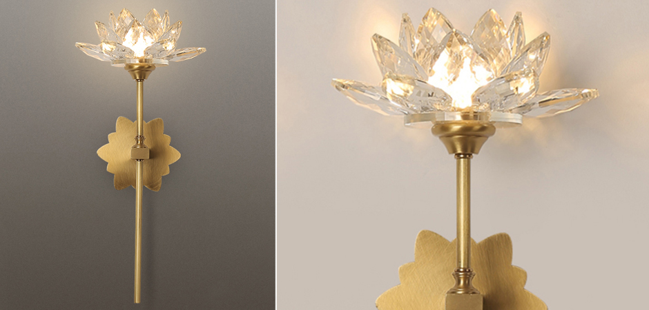 Настенный светильник Хрустальный Цветок Лотоса Lotus flower Wall Clear Glass C Настенный светильник Хрустальный Цветок Лотоса Lotus flower Wall Clear Glass C - Loft-Concept в Тюмени