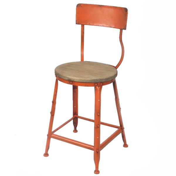 Барный стул Industrial Barstool Vintage Orange Оранжевый Коричневый Барный стул Industrial Barstool Vintage Orange Оранжевый Коричневый в Тюмени | Loft Concept
