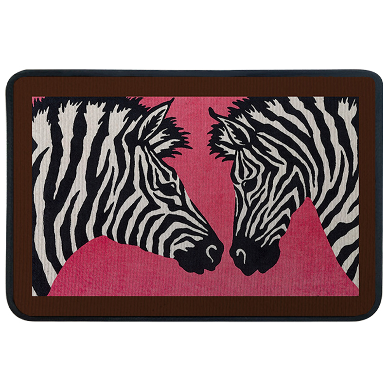 Ковер для прихожей и ванной Hermes Zebra Twins Rug Розовый Черно-белый Ковер для прихожей и ванной Hermes Zebra Twins Rug Розовый Черно-белый в Тюмени | Loft Concept