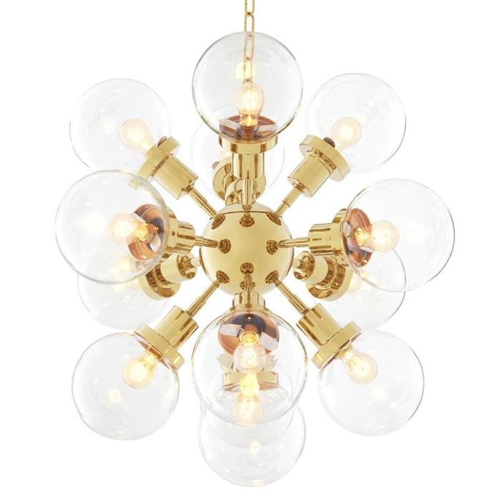 Люстра Chandelier Ludlow Gold Глянцевое золото Прозрачное Стекло Люстра Chandelier Ludlow Gold Глянцевое золото Прозрачное Стекло в Тюмени | Loft Concept