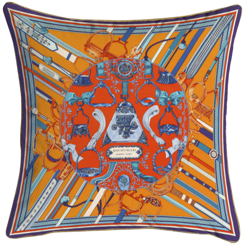 Декоративная подушка Hermes 63 Мульти Оранжевый Красный Синий Декоративная подушка Hermes 63 Мульти Оранжевый Красный Синий в Тюмени | Loft Concept