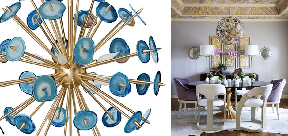 Люстра Agate Burst Chandelier BLUE с синими агатами Люстра Agate Burst Chandelier BLUE с синими агатами - Loft-Concept в Тюмени