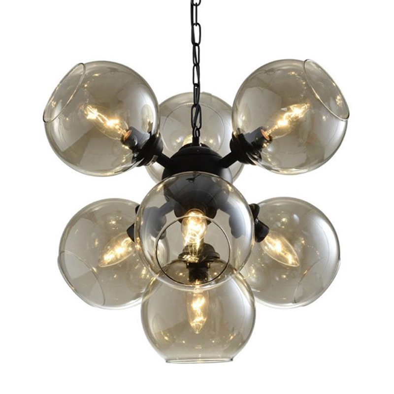 Люстра с дымчатым стеклом Bubble Glass Black Дымчатый (Smoke) Черный в Тюмени | Loft Concept 