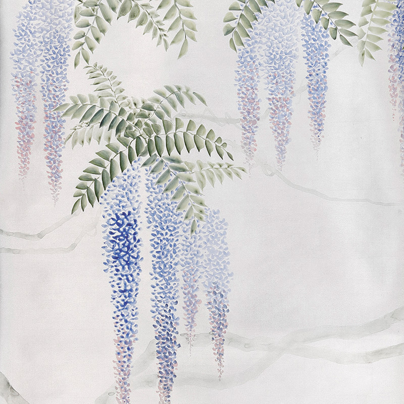 Обои в Японском стиле Wisteria Colourway SC-97 on Sterling Silver gilded silk Обои в Японском стиле Wisteria Colourway SC-97 on Sterling Silver gilded silk в Тюмени | Loft Concept
