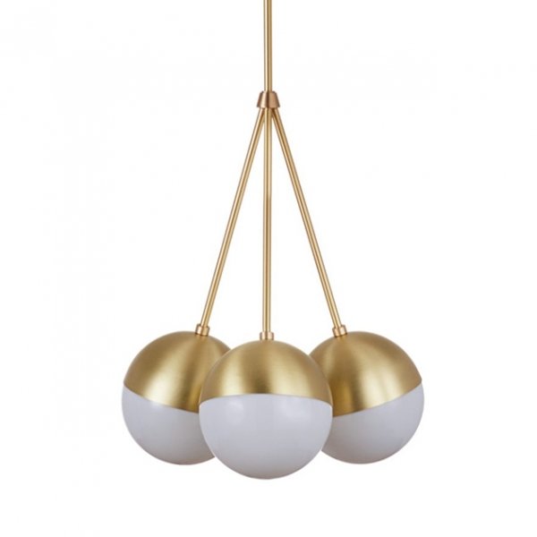Подвесной светильник Copper Light Chandelier 3 Белый Латунь Подвесной светильник Copper Light Chandelier 3 Белый Латунь в Тюмени | Loft Concept