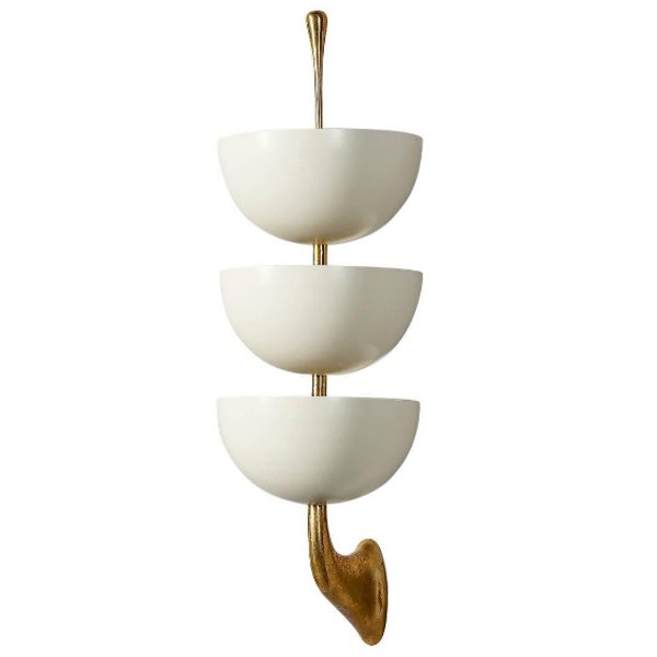 Бра Stilnovo Rare Pair of Stamped Sconces Белый Золотой Бра Stilnovo Rare Pair of Stamped Sconces Белый Золотой в Тюмени | Loft Concept
