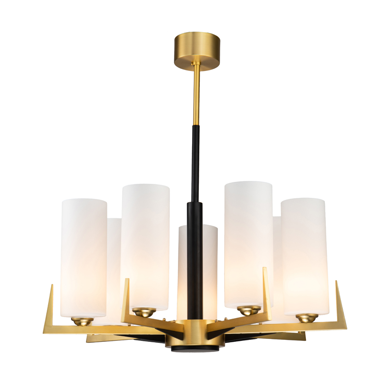 Люстра Benoit Chandelier 75 Латунь Белое матовое стекло Черный в Тюмени | Loft Concept 