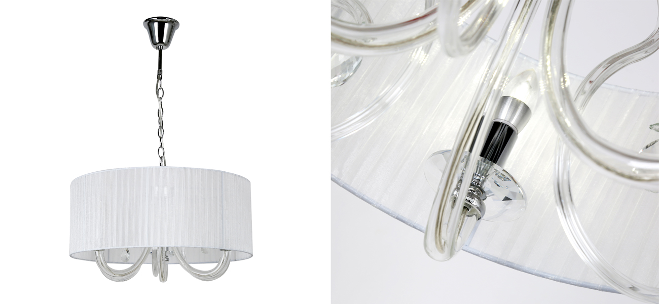 Люстра с плафоном из белой органзы Gorgon D55 см - фото