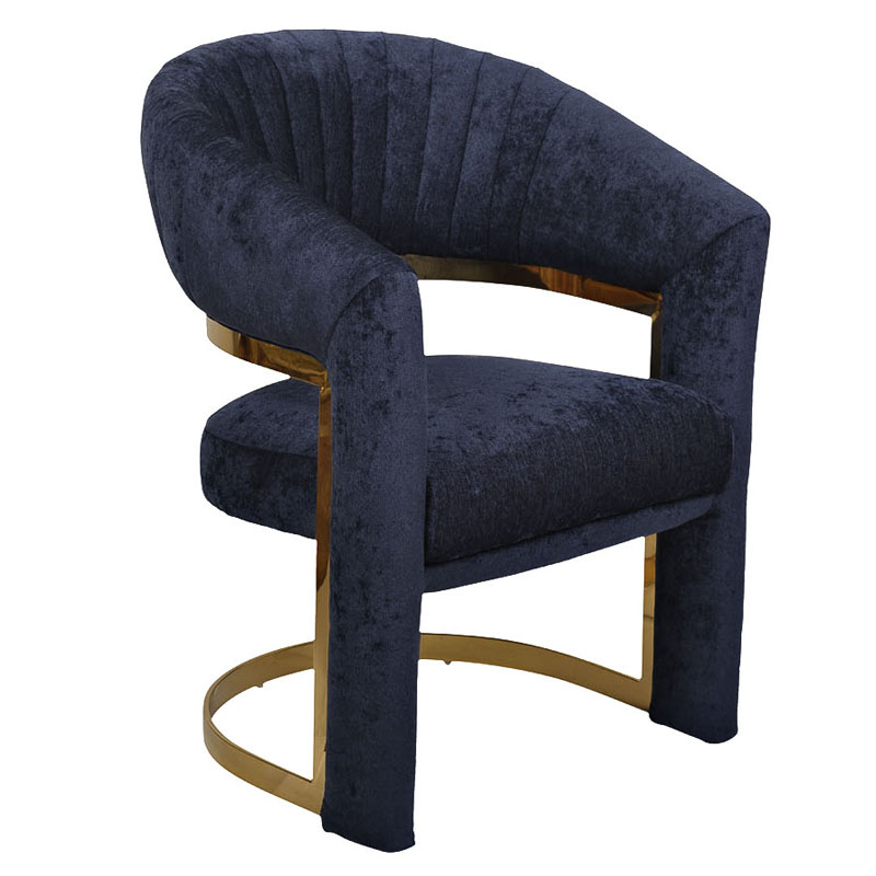 Полукресло Valbonne Chair blue velour Синий Глянцевое золото Полукресло Valbonne Chair blue velour Синий Глянцевое золото в Тюмени | Loft Concept