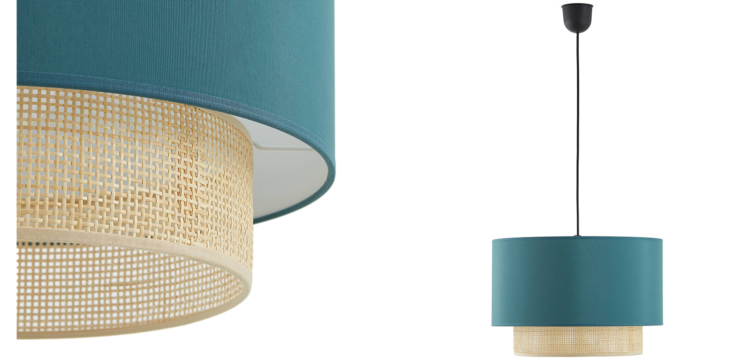 Подвесной светильник Ottar Wicker Turquoise lampshade - фото №1
