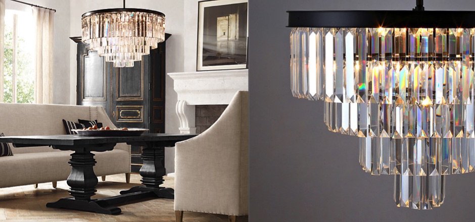 Люстра RH 1920s Odeon Clear Glass Fringe Chandelier - 80, 110 Люстра RH 1920s Odeon Clear Glass Fringe Chandelier - 80, 110 - Loft-Concept в Тюмени