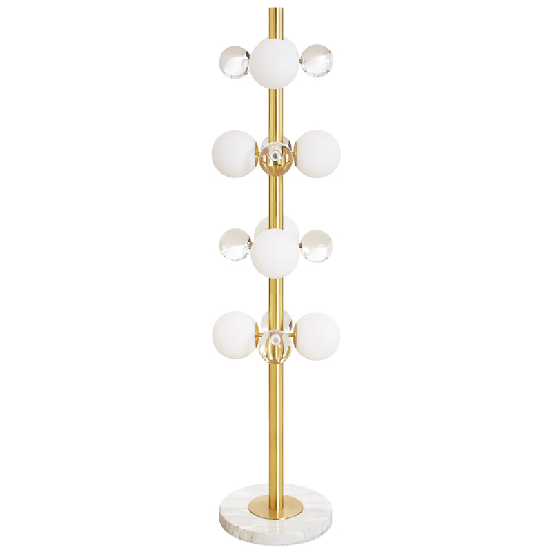 Торшер GLOBO FLOOR LAMP-BRASS Jonathan Adler Золотой Прозрачное Стекло Белый Торшер GLOBO FLOOR LAMP-BRASS Jonathan Adler Золотой Прозрачное Стекло Белый в Тюмени | Loft Concept