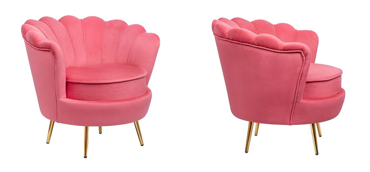 Кресло велюр коралловый Coral Flower - фото