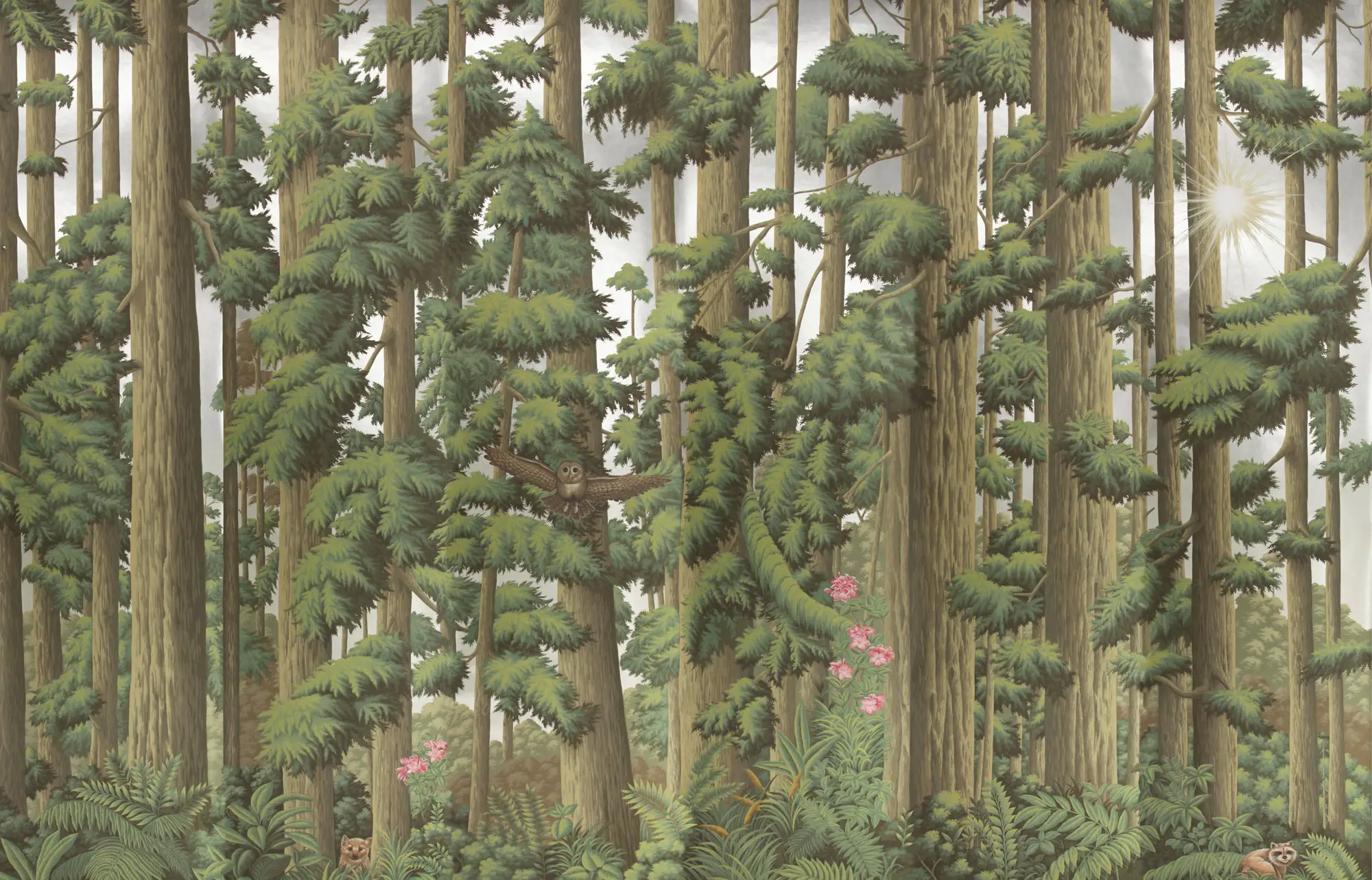 Обои ручная роспись Redwoods Sequoia on Sterling Silver gilded paper Обои ручная роспись Redwoods Sequoia on Sterling Silver gilded paper - постер Loft-Concept в Тюмени