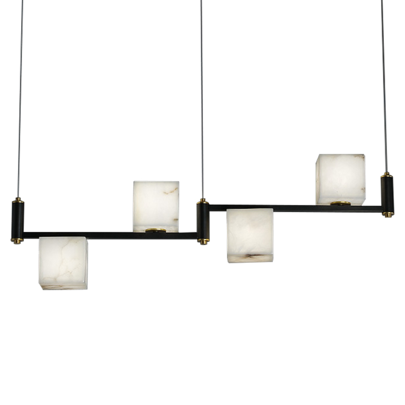 Люстра Marble Cubes Modern Light Chandelier 4 плафона Черный Белый Мрамор Bianco Латунь Люстра Marble Cubes Modern Light Chandelier 4 плафона Черный Белый Мрамор Bianco Латунь в Тюмени | Loft Concept